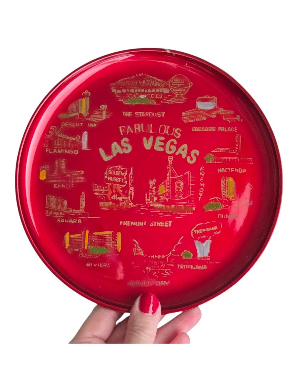 Vintage 60s Las Vegas casino acrylic souvenir plate memorabilia made in Japan